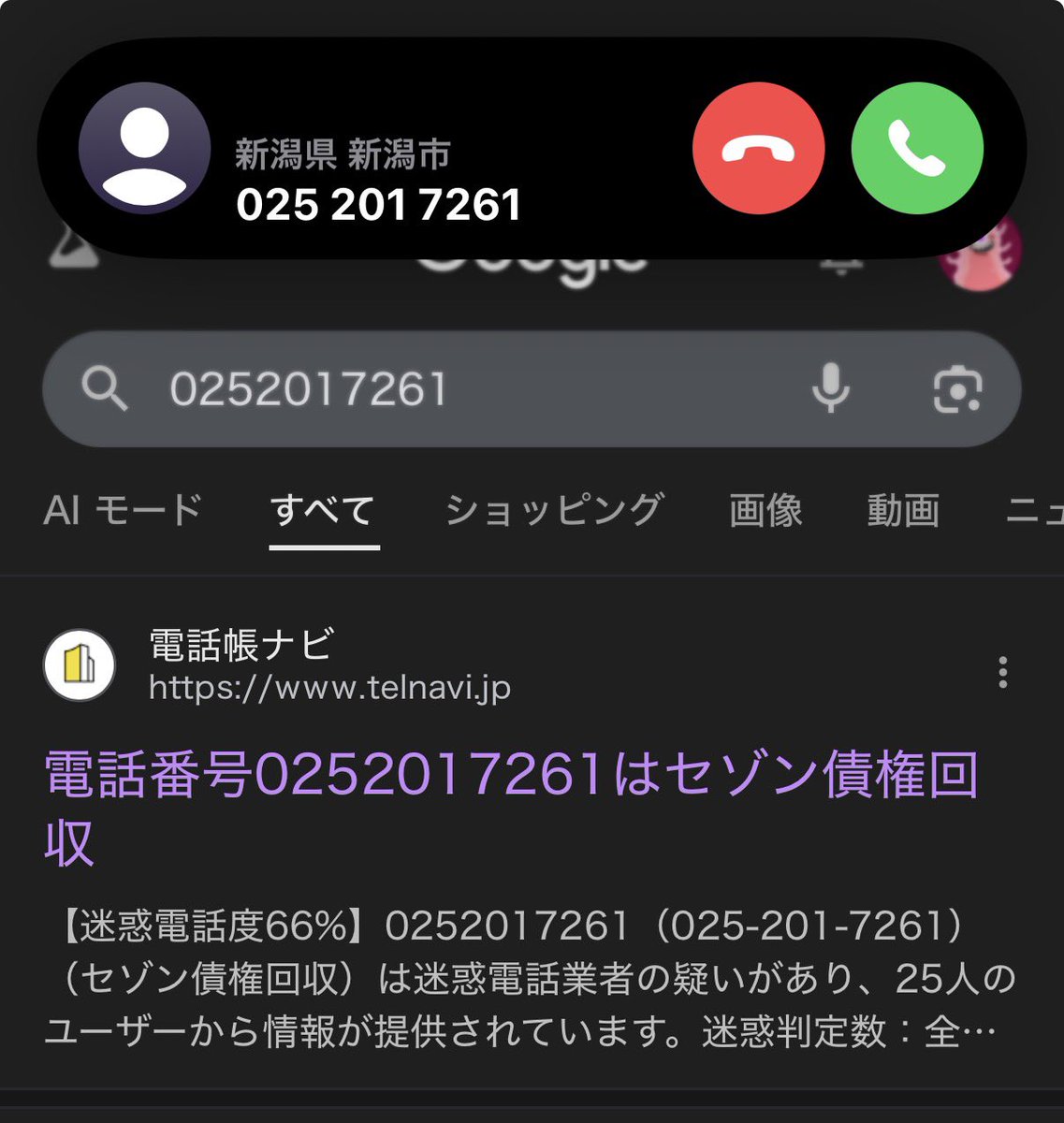 #突然かかってくる詐欺電話が切れる前に電話番号を検索できるかチャレンジ