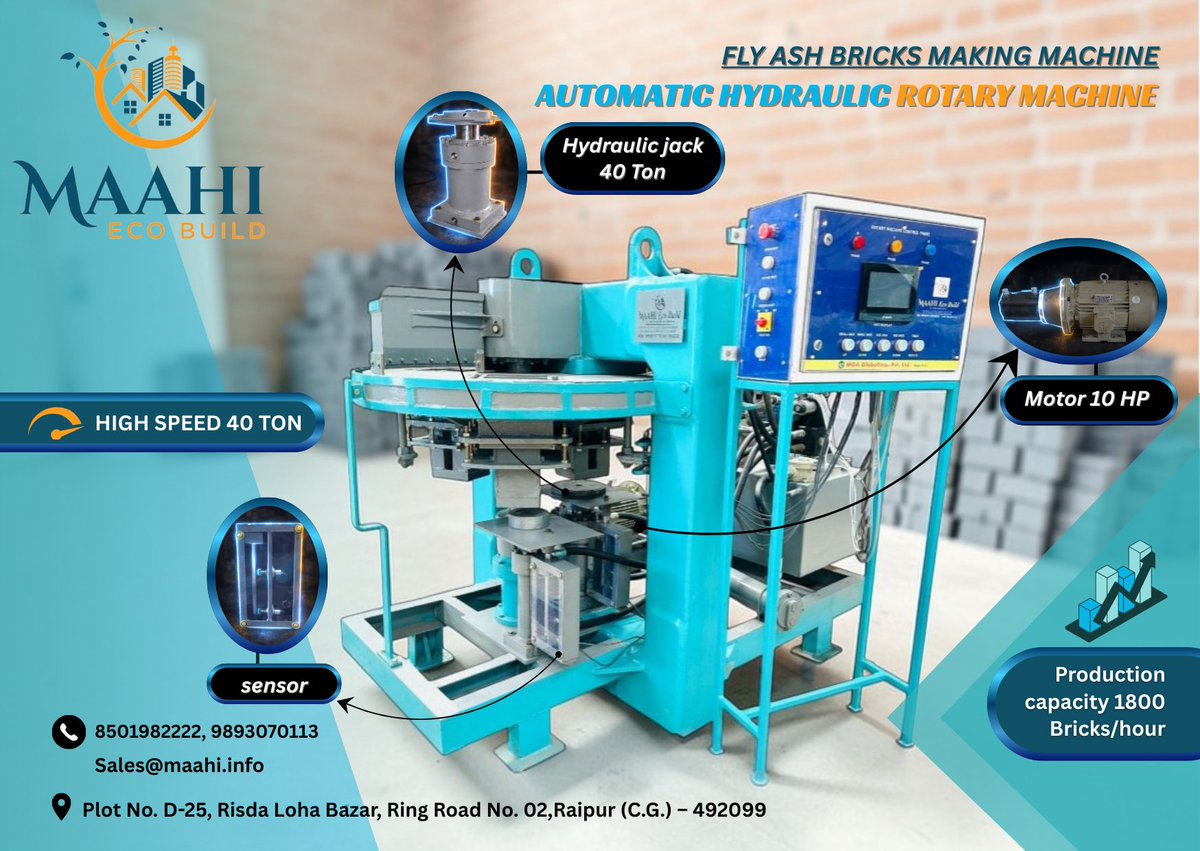 maahiecobuild's tweet image. Fly Ash Bricks Making Machine | Automatic Hydraulic Rotary Machine | 40 Ton

#FlyAshBricksMakingMachine #BrickMakingMachine
#AutomaticBrickMachine #FlyAshBricksPlant #BrickManufacturing
#ConstructionMachinery #MakeInIndia
#फ्लाईऐशब्रिक्समशीन #ईंटबनानेकीमशीन