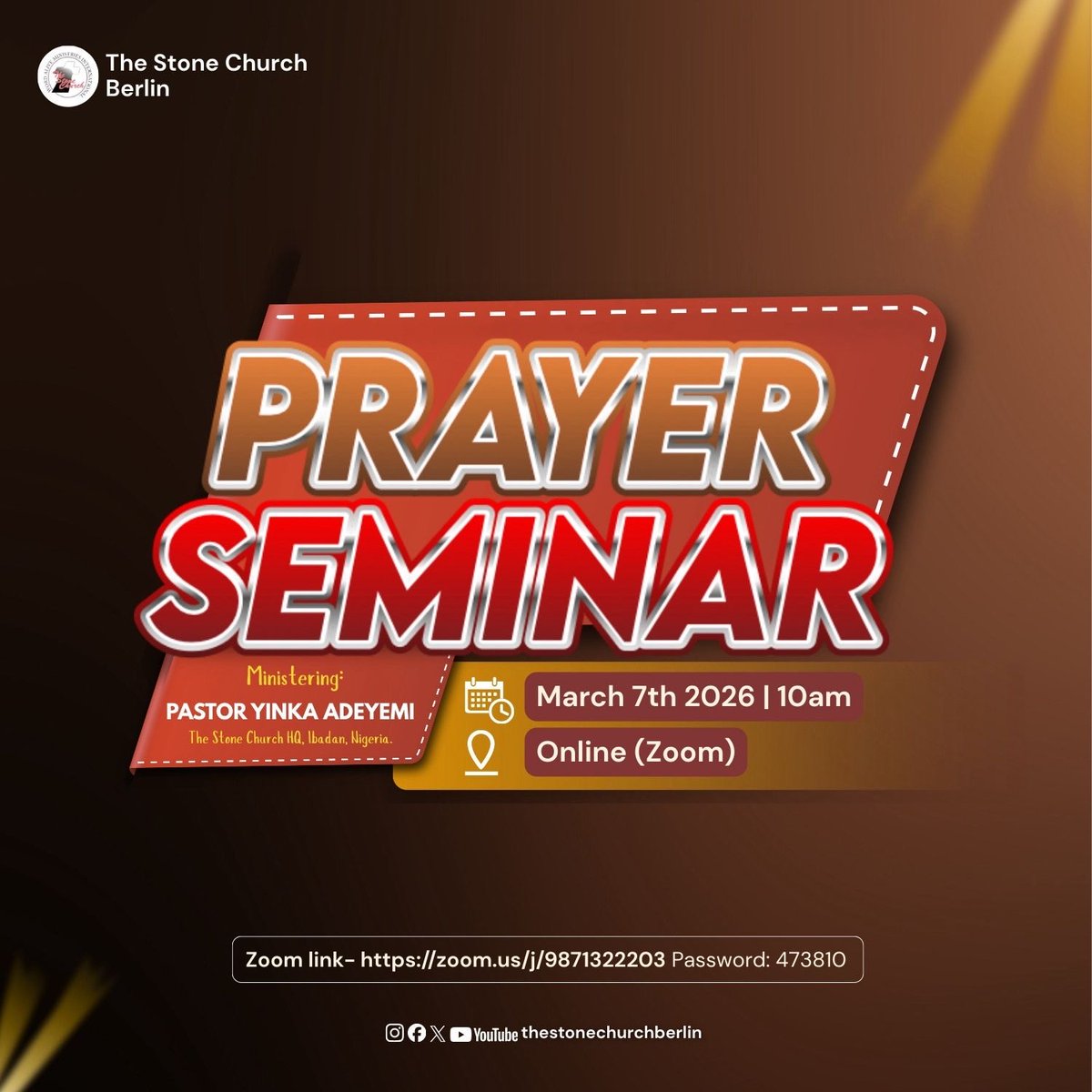 Our Prayer Seminar with Pastor Yinka Adeyemi is happening today at 10:00 AM!  
“Do not be anxious about anything, but in every situation, by prayer and petition, with thanksgiving, present your requests to God.” —Philippians 4:6 🙏 
#PrayerSeminar #Faith #Prayer
