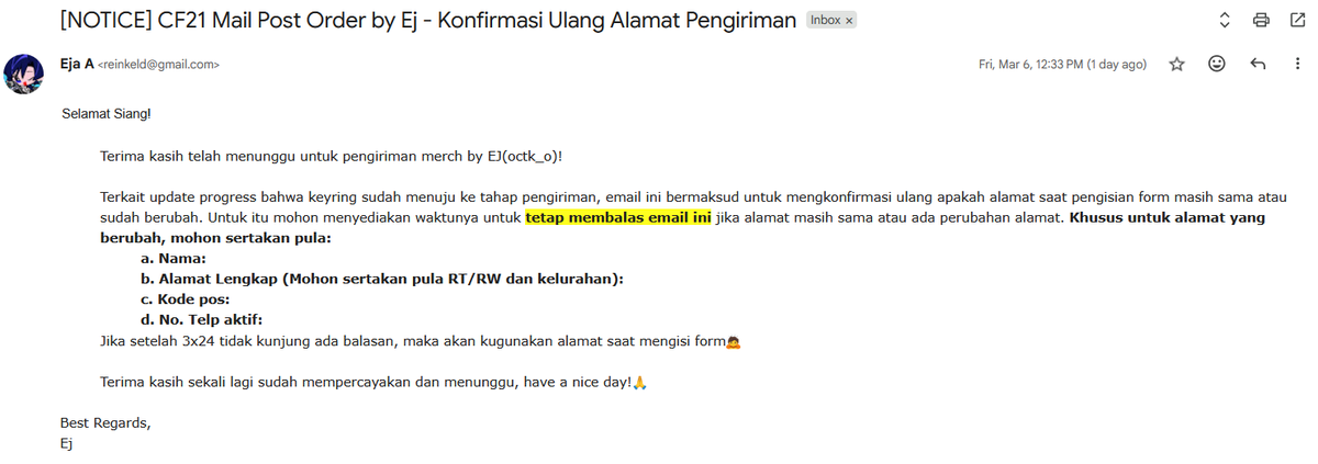 ej✦ | CF21 Post Order Shipment phase! tweet media