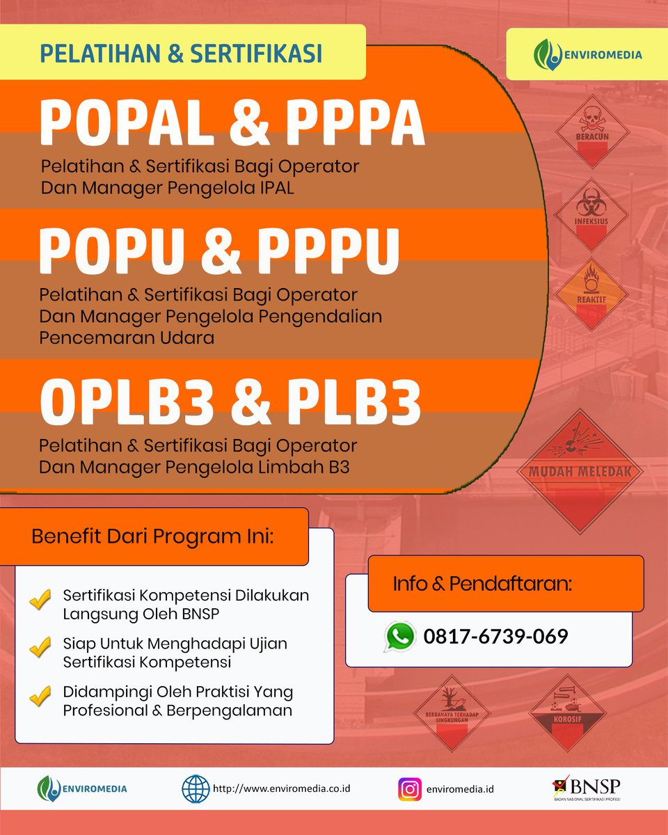 KonsultanDokum1's tweet photo. Pengerjaan Tuntas, CALL 0817-6739-069, TRAINING SERTIFIKASI POPAL DAN PPPA

Website: https://t.co/WcEDUZXe0e
IG: https://t.co/pT5Y1ZvOR3
Fast Respon:
Hubungi: 0817-6739-069 atau
Klik https://t.co/DQs4ZwI910

#Airlimbahdomestik #Limbahindustrikulit #Limbahcairpindang #Pertek #Bnsp https://t.co/7AbZ57OesW