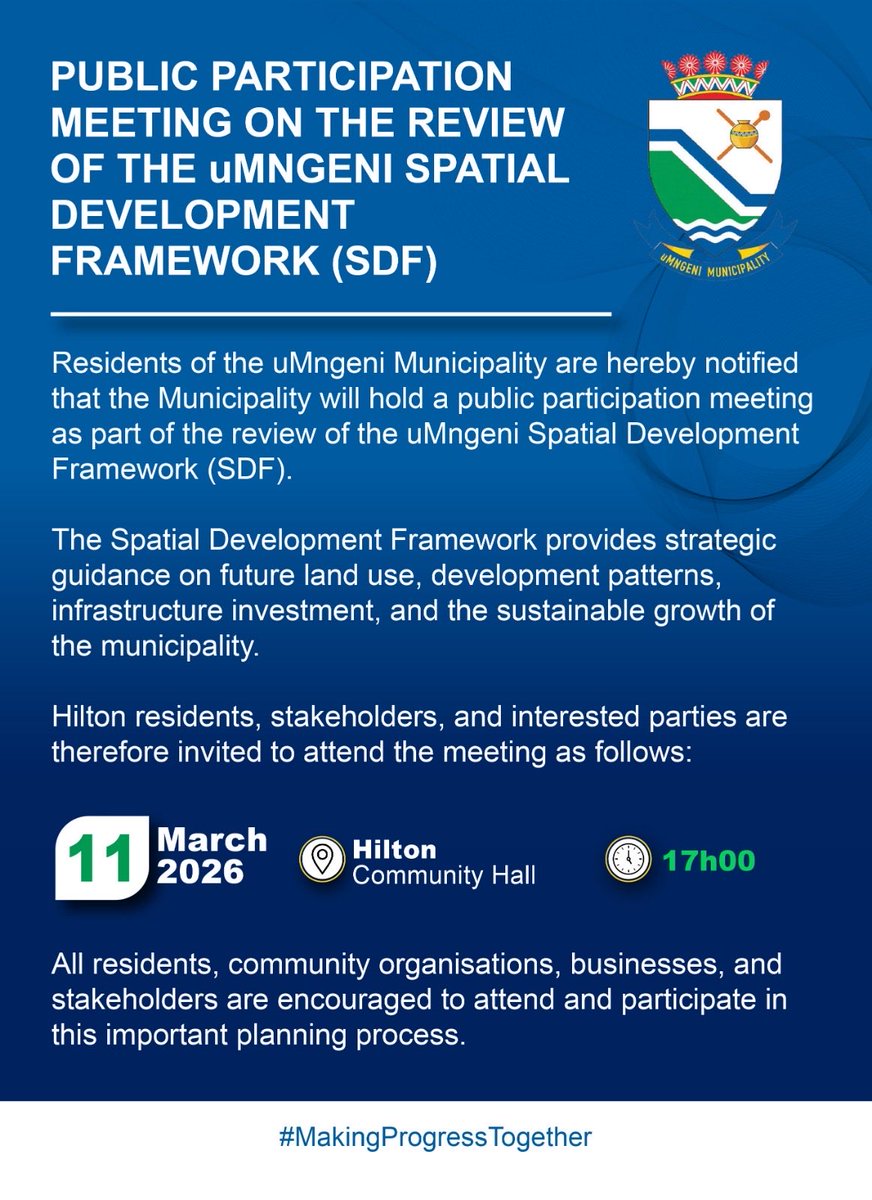 UmngeniLocal's tweet image. Public Notice to Hilton Residents

#MakingProgressTogether