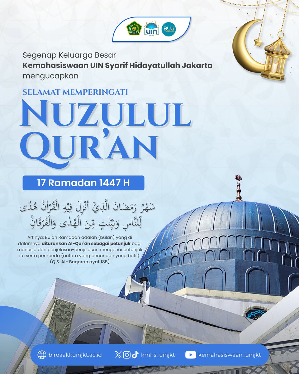 Halo Sobat Kemasis 🙌

Segenap Keluarga Besar Kemahasiswaan UIN Syarif Hidayatullah Jakarta mengucapkan Selamat Memperingati Nuzulul Qur’an 17 Ramadan 1447 H ✨

Semoga Al-Qur’an senantiasa menjadi pedoman hidup kita 

#SobatKemasis 
#UINJakarta 
#nuzululquran 
#Ramadhan1447H