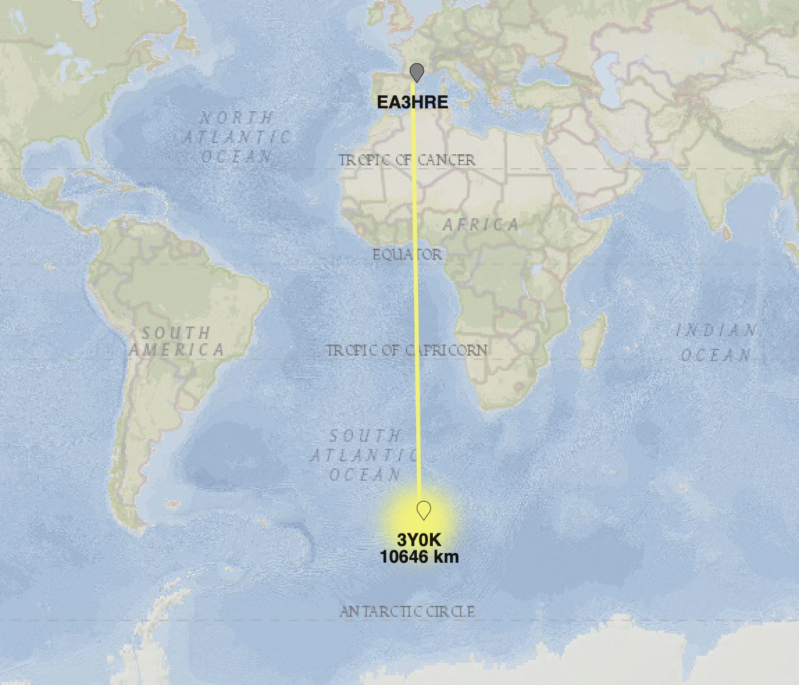 ea3hre's tweet photo. 3Y0K Bouvet (AF) 10,600 km.
One week to establish contact with my vertical antenna and hundreds of European stations calling in.

#radio #amateurradio #dxing #dx #propagation #3Y0k #bouvet https://t.co/OJRrXHMhi8