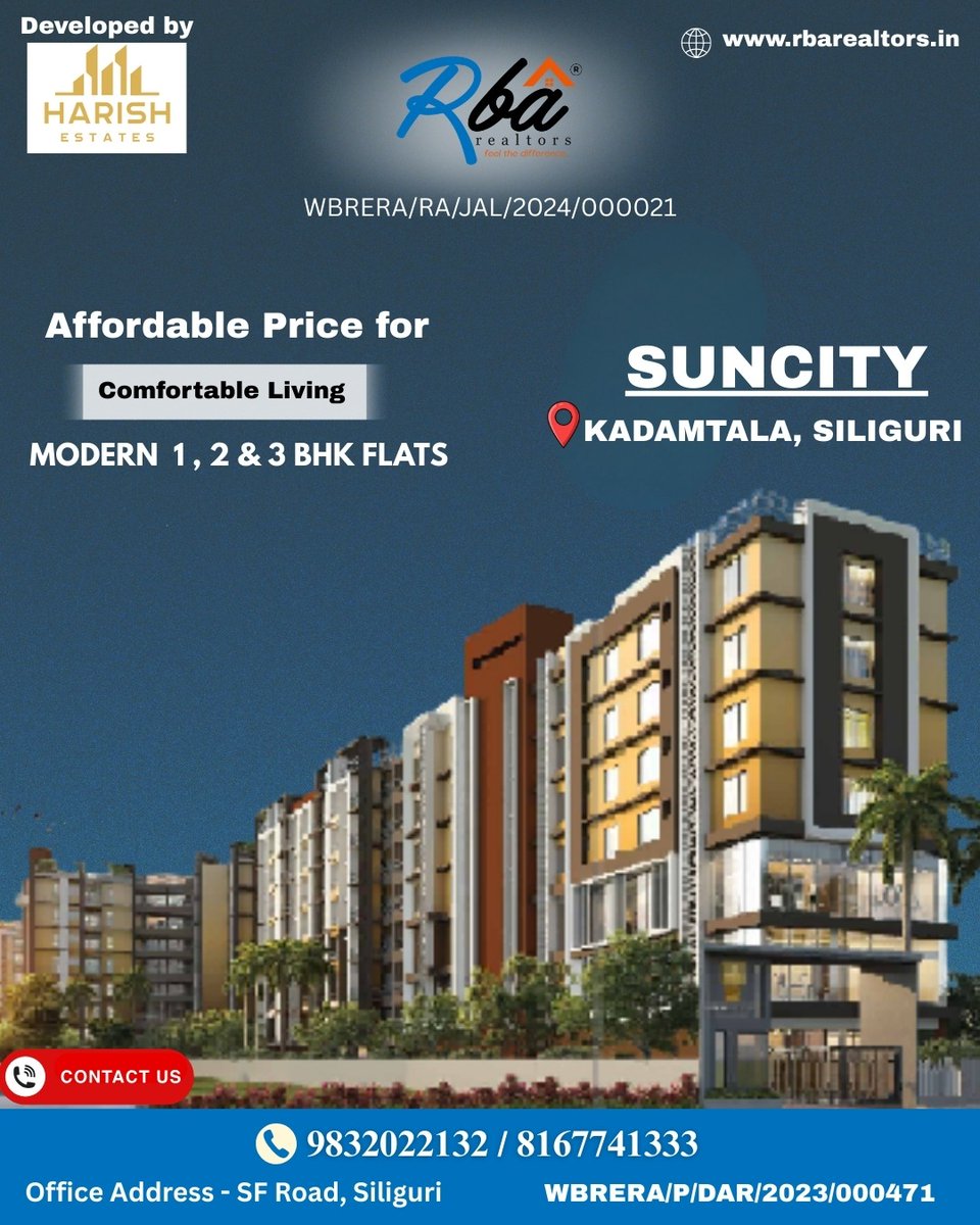 Affordable living in the heart of Siliguri! 🏡
Premium 1, 2 &amp; 3 BHK flats at Kadam Tala — perfect for comfortable family living at a price that fits your budget.

Your new home is waiting. ✨

#SiliguriRealEstate #KadamTala #AffordableHomes #BHKFlats #SiliguriProperty