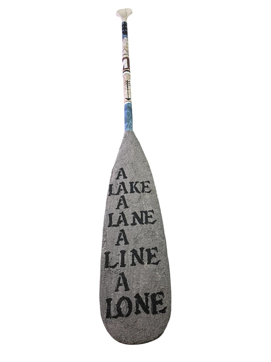 alexicologies's tweet photo. Not nearly finished yet, but getting there. Here is a first look at my progress with the canoe paddle piece I am creating for @wwgnorthbay’s Paddle Project 2026 gala and fundraiser. 

I’m calling it “Concrete Current (After bpNichol)”. https://t.co/6jLMVVouz1