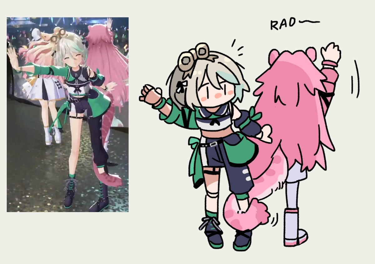 This is so cuteeeeee💚🩷
#Immergination #RaorArt
#hololivefesEXPO26_DAY2