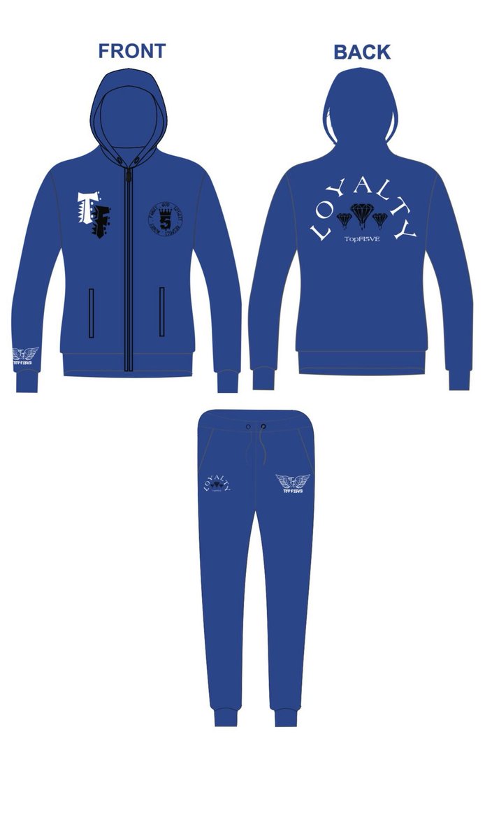 IceLife59's tweet photo. Limited Edition TopFI5VE Loyalty embroidery 🪡 Royal Blue Zip Sweatsuits dropping soon S-3XL $100 put your order in today this color will not redrop Cash App $IceLife59 or Zelle https://t.co/oON43E8Jhg