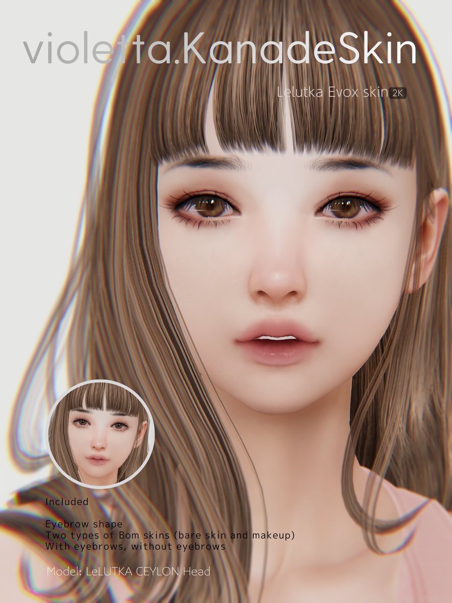 NanaoViolet's tweet photo. Skinfair2026参加しています。Lelutka用のスキンとBOM眉毛です。どちらもイベント期間中20％OFFになってます✨️是非遊びにきてください！(⋆ᵕᴗᵕ⋆)💕
https://t.co/iHJ0OH8hqp https://t.co/6EtFAI9MCi