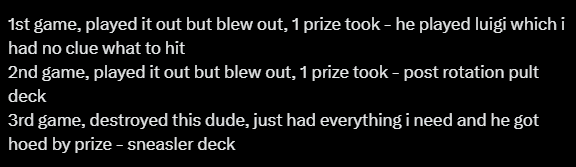 BasedlordB's tweet photo. its officially my 1 year anniversary of playing the pokemon tcg
well marks my anni of my first locals
im happy I got into this game, pretty fun game lol
first game in a while I took competitively serious 
I got some screenshots of writing up how my locals went https://t.co/KCrxMy0SMV
