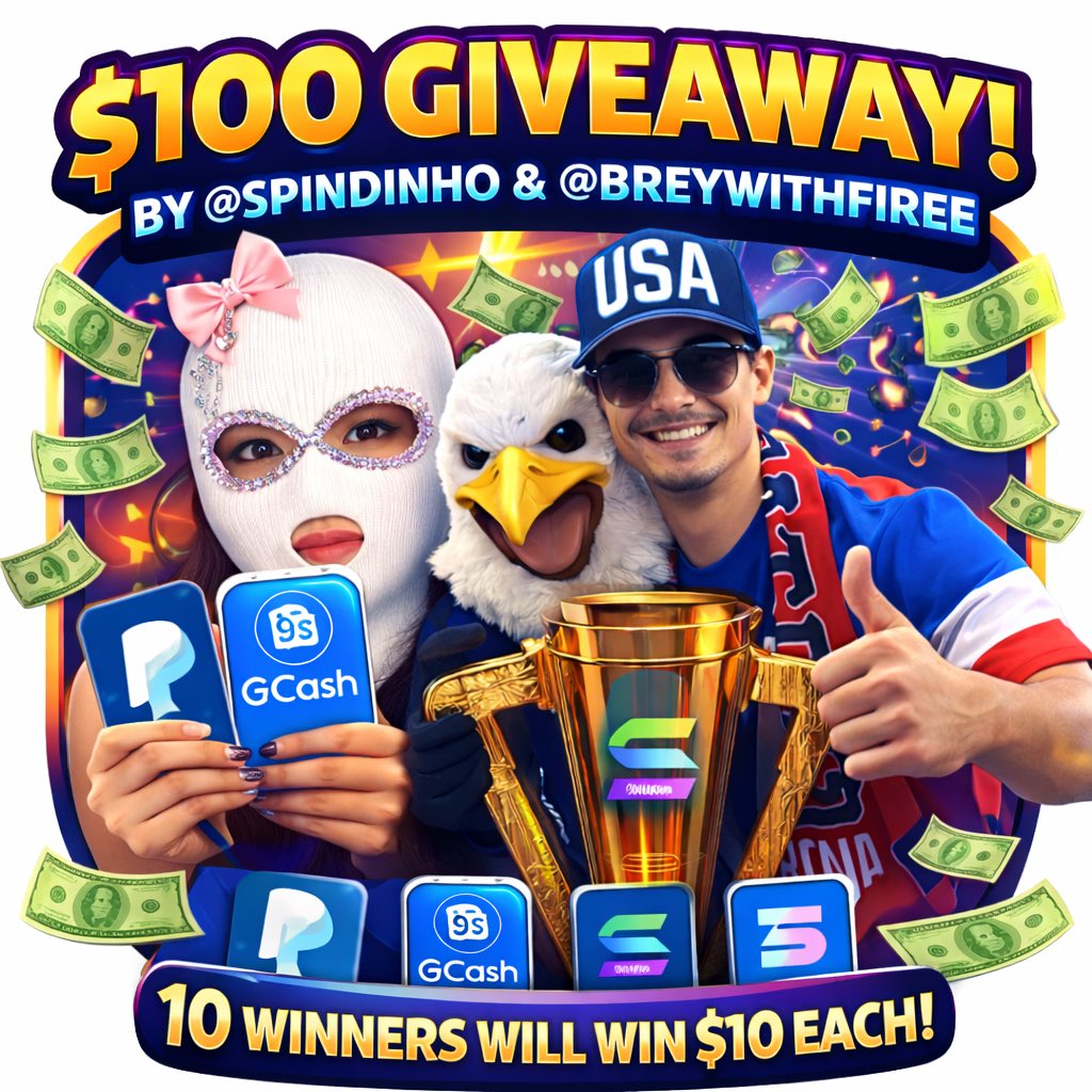 🎉 $100 GIVEAWAY 🎉

Hosted by <a href="/spindinho/">Logan🇧🇼</a> &amp; <a href="/breywithfiree/">BREY 🔥</a>

10 Winners will receive $10 each 💸  
Payment via PayPal, GCash, or SOL

How to join:
1️⃣ Follow <a href="/spindinho/">Logan🇧🇼</a> &amp; <a href="/breywithfiree/">BREY 🔥</a>  
2️⃣ Like &amp; Repost this post  
3️⃣ Comment your wallet or PayPal/GCash + say where you're from 🌍