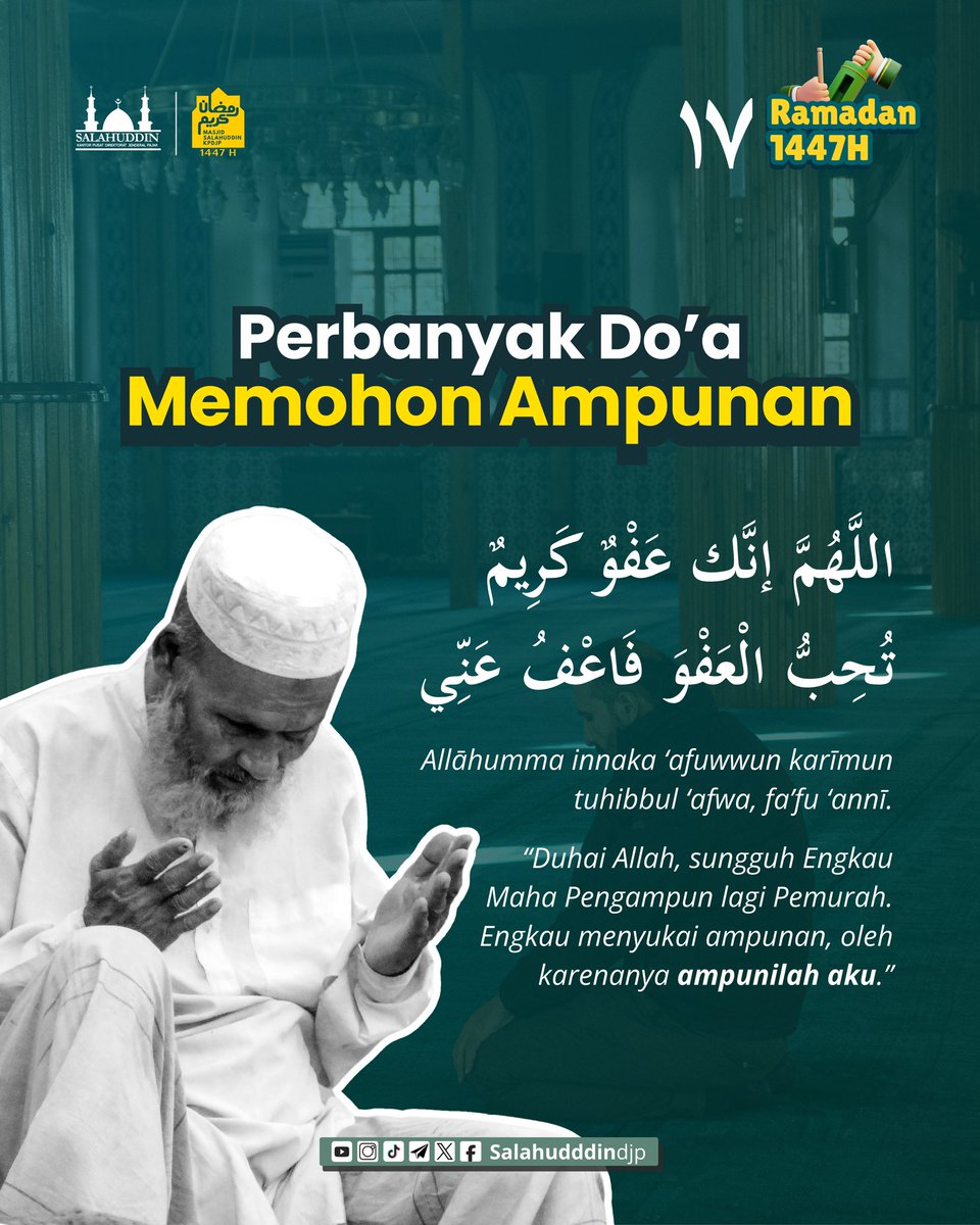 dari ‘Aisyah ra, ia berkata: Aku bertanya, ‘Wahai Rasulullah, jika aku mengetahui malam Lailatul Qadr, apa yang harus aku ucapkan pada malam itu?’ Rasulullah menjawab: ‘Ucapkanlah: Allahumma innaka ‘afuwwun kariim tuhibbul-‘afwa fa‘fu ‘anni.’” (HR. Tirmidzi)
#lailatulqadar