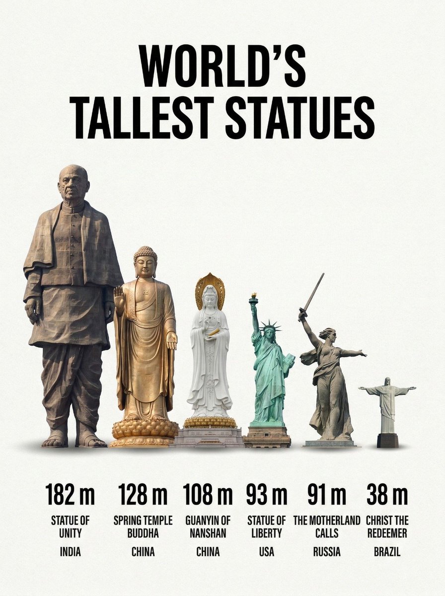cooltechtipz's tweet photo. World's tallest statues. https://t.co/KEREWiR04c