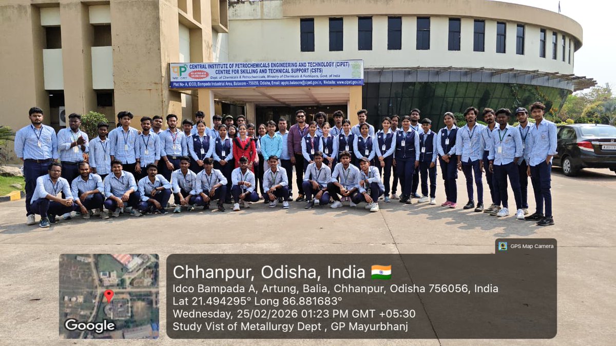 GP_Mayurbhanj's tweet photo. Study Visit of 3rd year, Metallurgy Engineering students to CIPET, Balasore on 25.02.2026. https://t.co/dhmjmn3Hbt