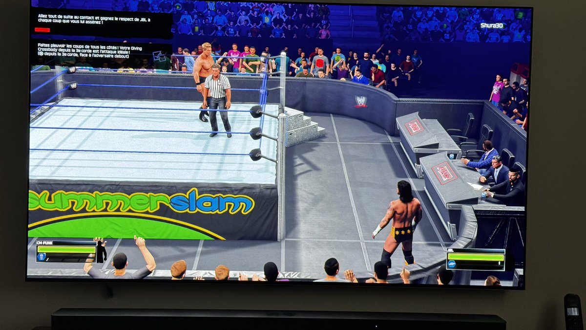 SHURAGAM1NG's tweet photo. @WWEgames Premier match showcase de CM punk, les tables de Summer Slam sont à l’effigie de Raw. Merci de patcher. https://t.co/hDNfpp3MBR