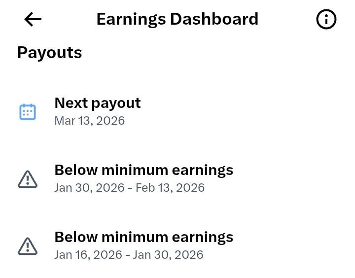 avinashsinghup's tweet photo. मेरे X अकाउंट में Revenue Sharing एक्टिव है और पिछले दो payouts में मेरा below minimum earning रहा लेकिन 28 तारीख वाले payout का earning dashboard पर कुछ भी शो नहीं हो रहा है।

अब मुझे समझ नहीं आ रहा कि इसकी वजह क्या हो सकती है:

>क्या मेरे अकाउंट या stripe/account status में कोई समस्या है?

>क्या मेरा Revenue Sharing pause हो गया है?

>या यह सिर्फ system glitch है और इसका असर नहीं पड़ेगा तथा अगला payout आ जाएगा?

क्या मुझे Revenue Sharing के लिए appeal/support ticket डालनी चाहिए या अभी इंतजार करना बेहतर होगा?

अगर किसी को इस बारे में सही जानकारी हो तो कृपया मार्गदर्शन करें। 🙏