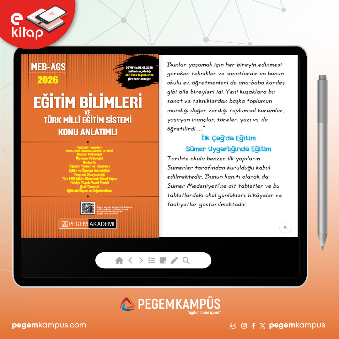 2026 MEB-AGS Eğitim Bilimleri ve Türk Millî Eğitim Sistemi Konu Anlatımlı E-Kitap satışta!

İncelemek için 👉 pegemkampus.com

#pegemkampüs #ags #mebags #agskonuanlatım #ags2026 #agseğitimbilimleri #agseğitimintemelleri #agstürkmillieğitimsistemi #ekitap #onlineeğitim