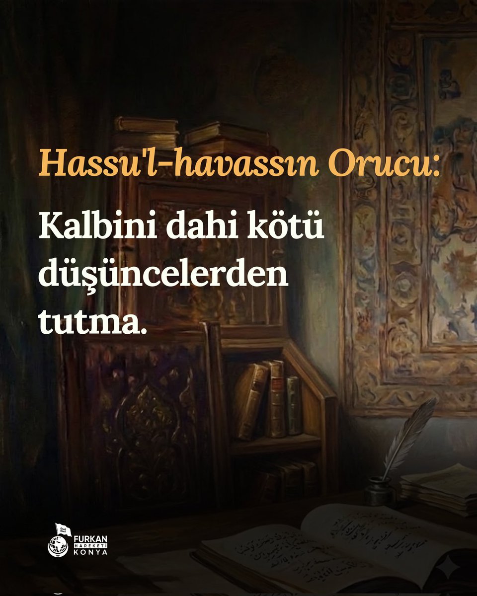 İmam Gazali’ye göre üç tür oruç vardır;  

Avamın Orucu: Yeme içme ve cinsel ilişkiden kendini tutma.

Havassın Orucu: Göz kulak dil el ve ayak gibi organlarını da haram işlemekten tutma.

Hassu'l-havassın Orucu: Kalbini dahi kötü düşüncelerden tutma.