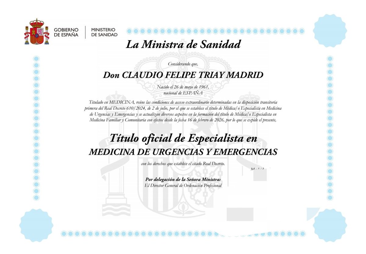 Ahora sí....mucha emoción mucha felicidad.
La culminación a muchos años de profesión.
Por fin Urgenciólogo.
Un sueño hecho realidad.
Entre todos los hemos conseguido.
Enhorabuena a todos.