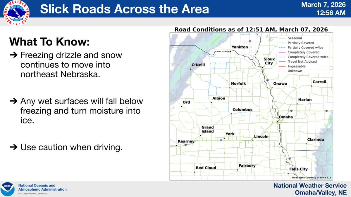 Slick roads are spreading into northeast Nebraska, as drizzle and snow ...