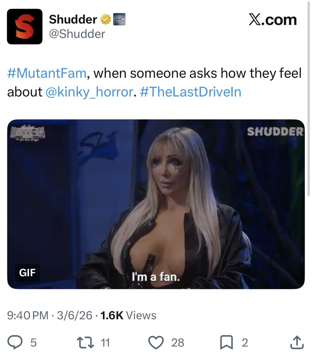 70shorrorkid's tweet photo. Imagine posting this all evening after the feedback. No direct engagement with the fans, no fan support. No care. It was an abrupt cancellation. The show deserved more, the mutants deserved better. Joe Bob Forever? Absolutely but no thanks to @Shudder #MutantFam #TheLastDriveIn https://t.co/CoZ9mdNwGx
