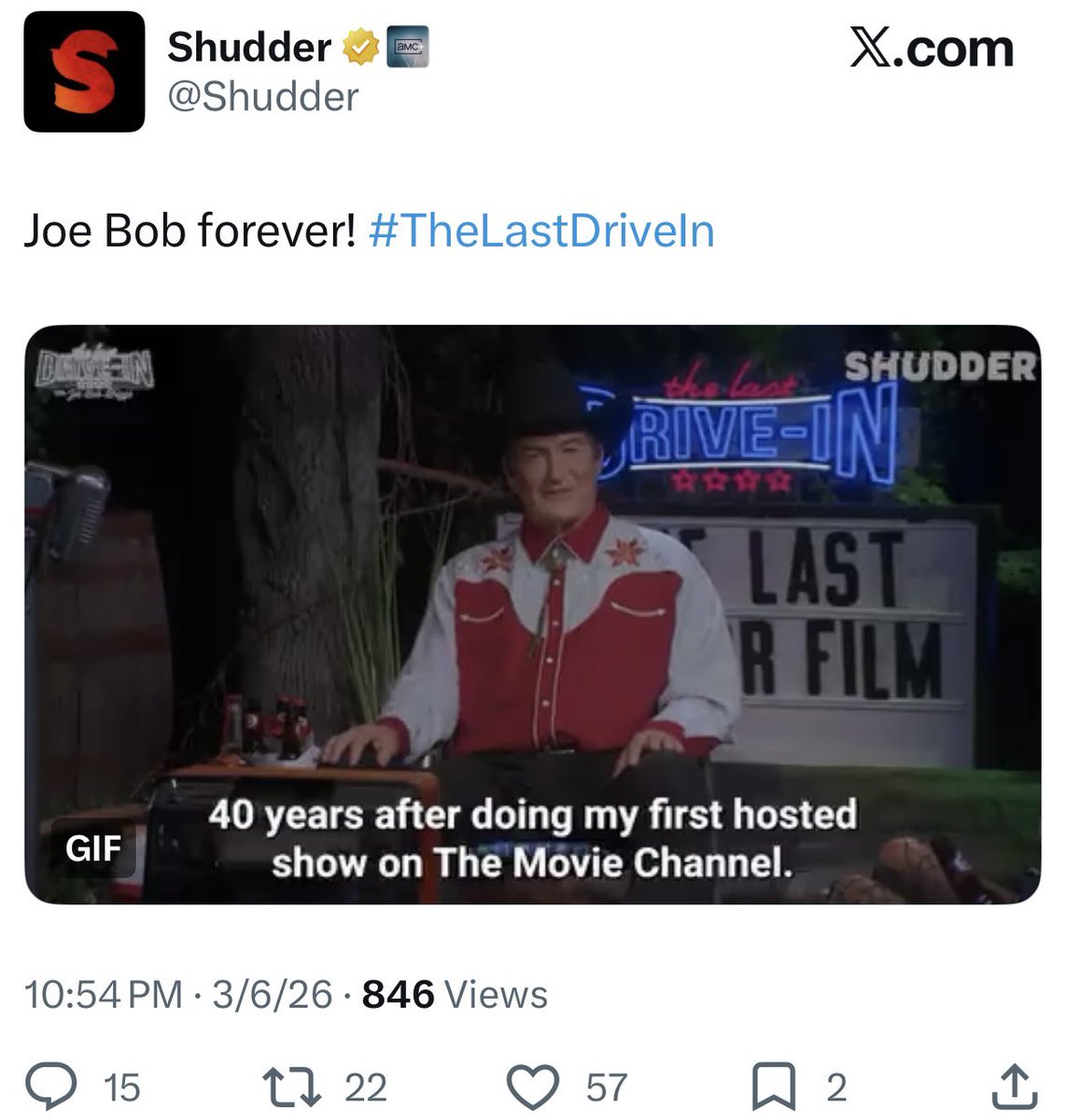 70shorrorkid's tweet photo. Imagine posting this all evening after the feedback. No direct engagement with the fans, no fan support. No care. It was an abrupt cancellation. The show deserved more, the mutants deserved better. Joe Bob Forever? Absolutely but no thanks to @Shudder #MutantFam #TheLastDriveIn https://t.co/CoZ9mdNwGx