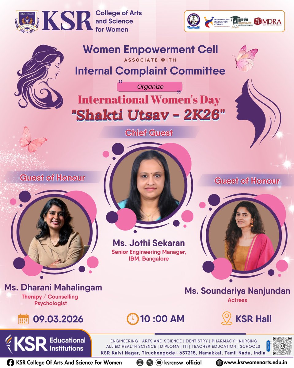 KSRCASWOMEN's tweet photo. We welcome you all to celebrate womanhood with us...
.
.
.
.
[ksrcasw,ksr,womensday,ksrei,makeanimpact] https://t.co/R1rxY8APjR
