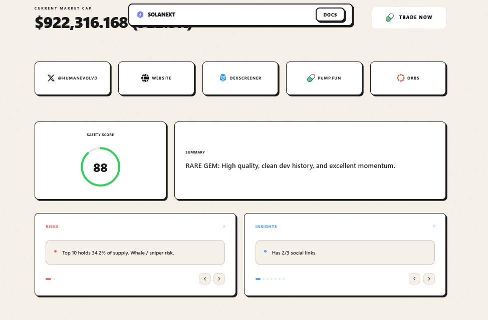 Hey <a href="/Humanevolvd/">Doji</a> this is what SOLANEXT analyzed about $PEACE 

here is a more detailed analysis of the token.
solanext.xyz/diagnostic/332…