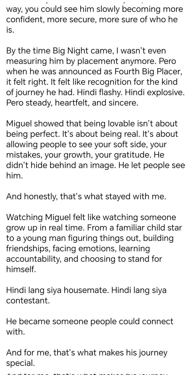 notyourrhys's tweet photo. Saw this sa blue app. I don't know if andito si OP sa X or may nakapagpost na nito, but this is very accurate and worth the read.

Perfect explanation as up to why Miguel Vergara is worth to stan and why he's always be a Big Winner to me.

Miguel Vergara | #MiguelVergara https://t.co/MGiEnl50Qj