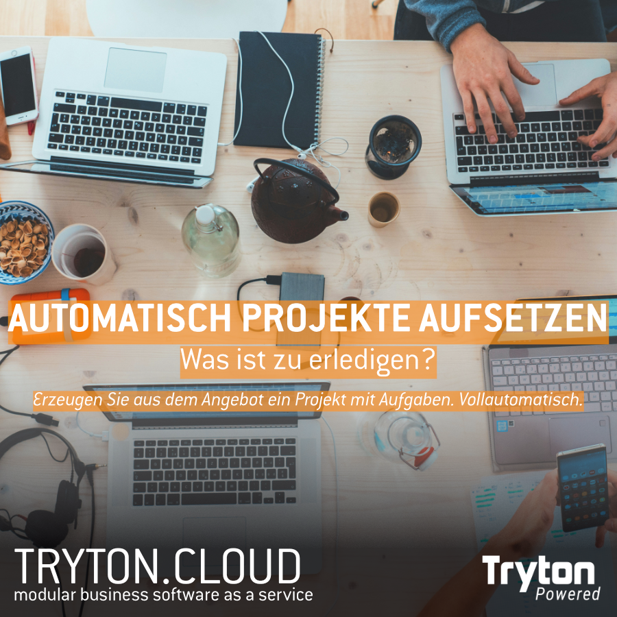 PROJEKTAUFGABEN EINFACH ERSTELLT. Sie können mit tryton.cloud mit Ihrem Dienstleistungskatalog ein Angebot erstellen. Daraus entsteht im Handumdrehen ein vollwertiges Projekt mit Aufgaben. Toll!

tryton.cloud #trytoncloud #businesssoftware #tryton