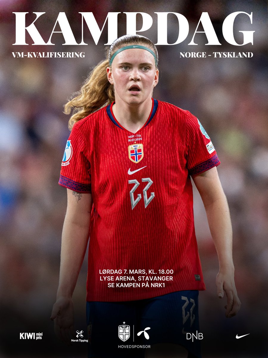 nff_landslag's tweet image. Stavanger, vi er klare 🔥

Se kampen mot Tyskland på NRK1 eller kjøp billett her: viking.ticketco.events/no/nb/e/vmkval…