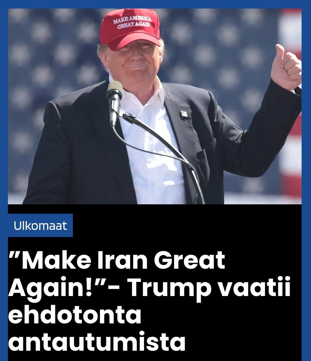 Trump vaatii Iranilta ehdotonta antautumista eikä rauhanneuvotteluja. USA:n ja Israelin ilmasota alkoi helmikuun lopussa, ja mahdollinen maasota herättää kysymyksiä liittolaisten roolista.

verkkosanomat.com/ulkomaat/make-…