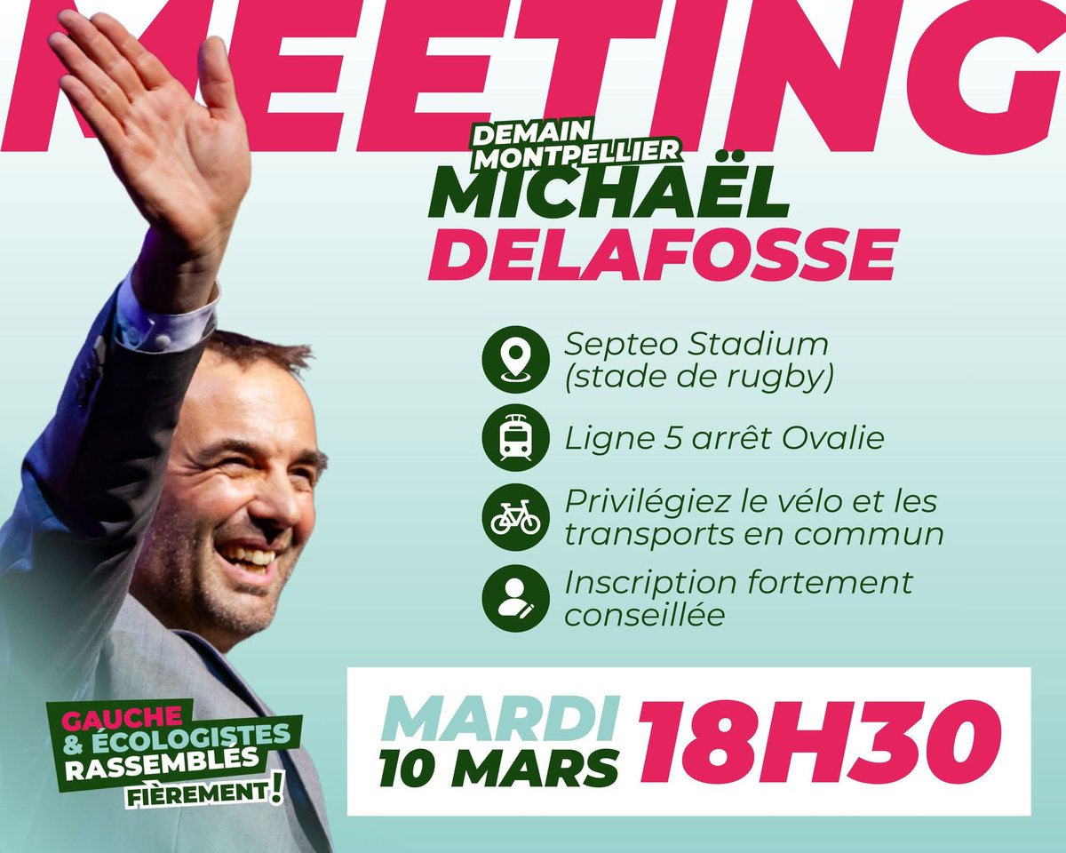 GEcologie3M's tweet photo. Venez entendre des propositions claires et ambitieuses et participez au momentum citoyen qui fera la différence.  
Réservez votre place Mardi 10 mars, 18h30.  
Dernier meeting de campagne venez nombreuses et nombreux!  
Inscription : https://t.co/N4Q6qdc7GQ https://t.co/PKztAHRBbD