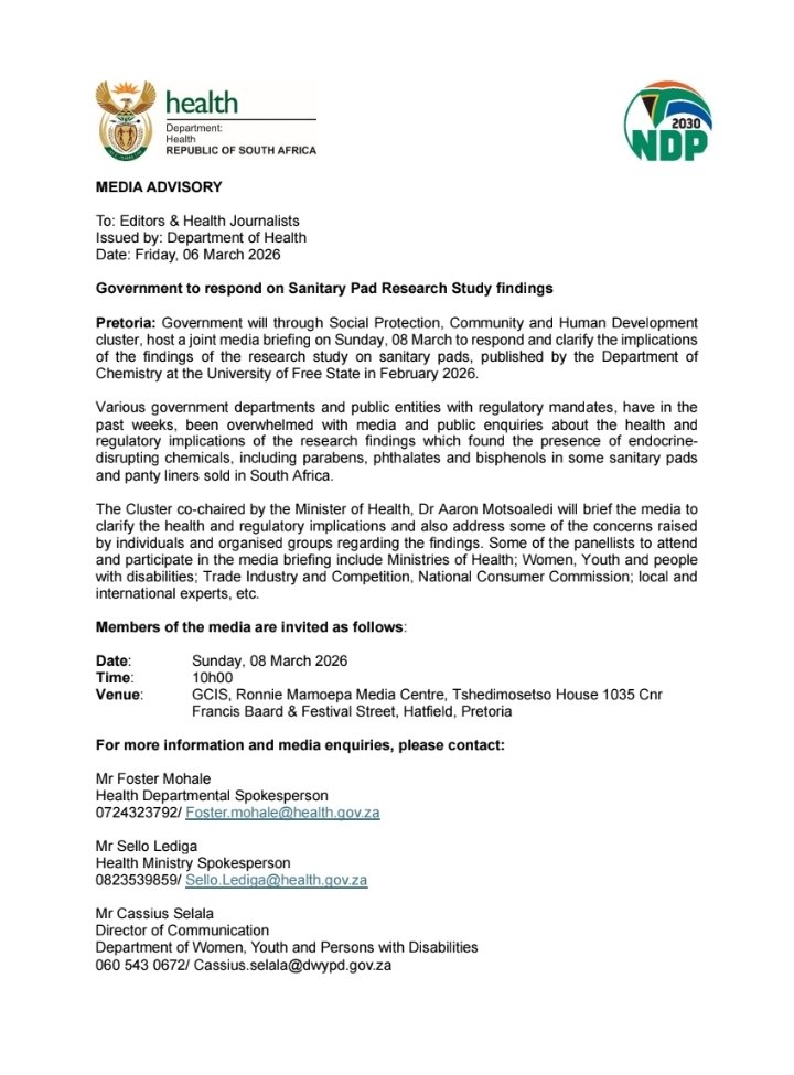 National Department of Health tweet media