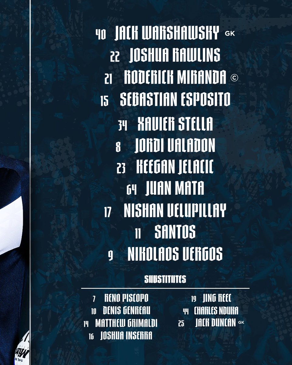 gomvfc's tweet image. Your Victory XI for the #BigBlue 💙 

👊 Stella, Santos &amp;amp; Vergos promoted to starting lineup
🔙 Genreau is a late addition to matchday squad
❌ Davidson has not travelled to Sydney and has remained in Melbourne for personal leave