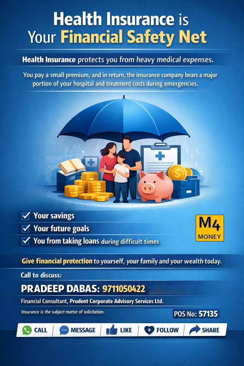 dabas_pradeep's tweet image. 👏 Why gamble with health? Small premium today = big protection tomorrow. Call Pradeep Dabas 97110 50422 📞💎 
#SecureFamily #SafetyFirst #InsuranceMatters #HealthInsurance #FinancialProtection