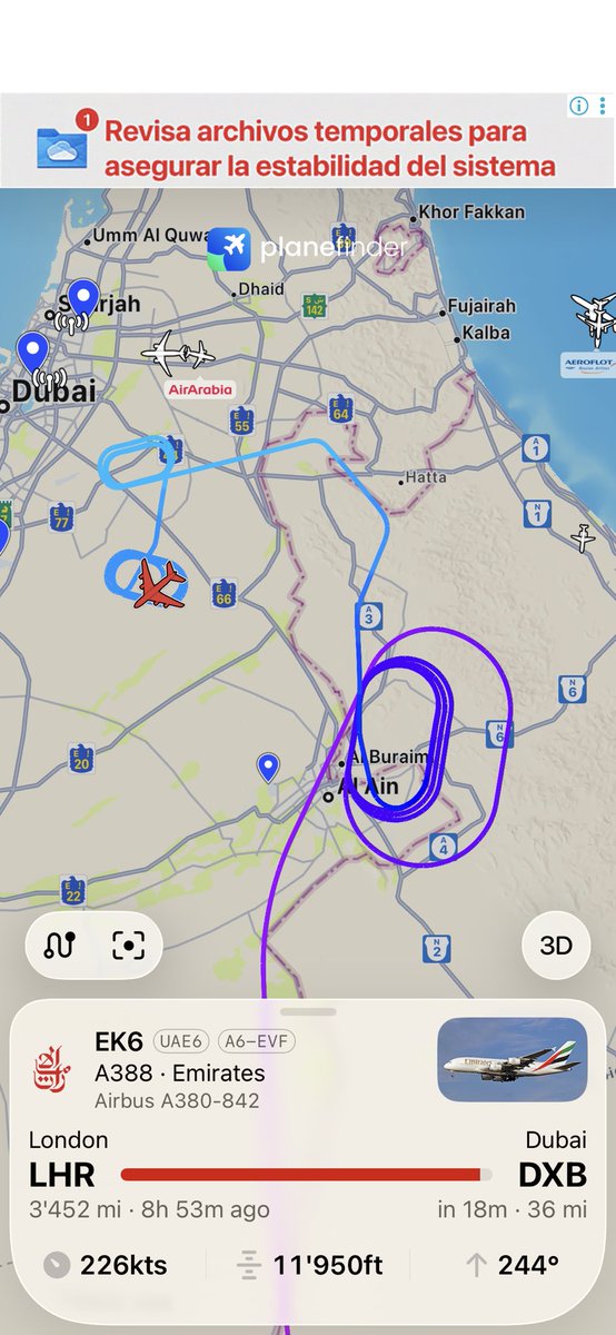 Customer_First_'s tweet photo. #EK6 @emirates @20min @BBC @Blick_media A380 from London can’t land in Dubai https://t.co/hWGA5wgzcx