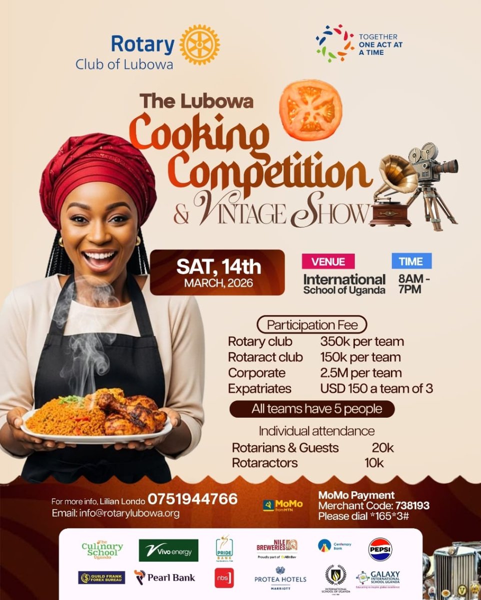 RCLubowa's tweet photo. ✨ Don’t Miss Out!
Vintage Vibes: Tour the vintage stands while the cooking is underway.

Live Music: A live band will be playing throughout the cooking sessions.

Food &amp; Fun: Food stalls by the culinary school will be open all day, and there will be board games for everyone. https://t.co/T9hlhknaBe