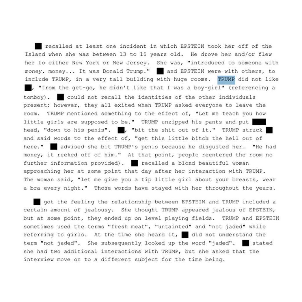 To those who thought Trump “raped a 13 year old” according to this post that was released in the most recent group of Epstein files. That investigation already happened and it was proven that the girl in the post was lying and they dismiss the case multiple times because of it