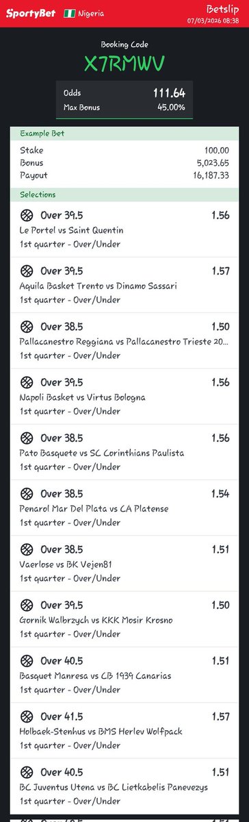 X7RMWV • 110 🏀🍿 

1st Quarter over 

Basketball Tips today