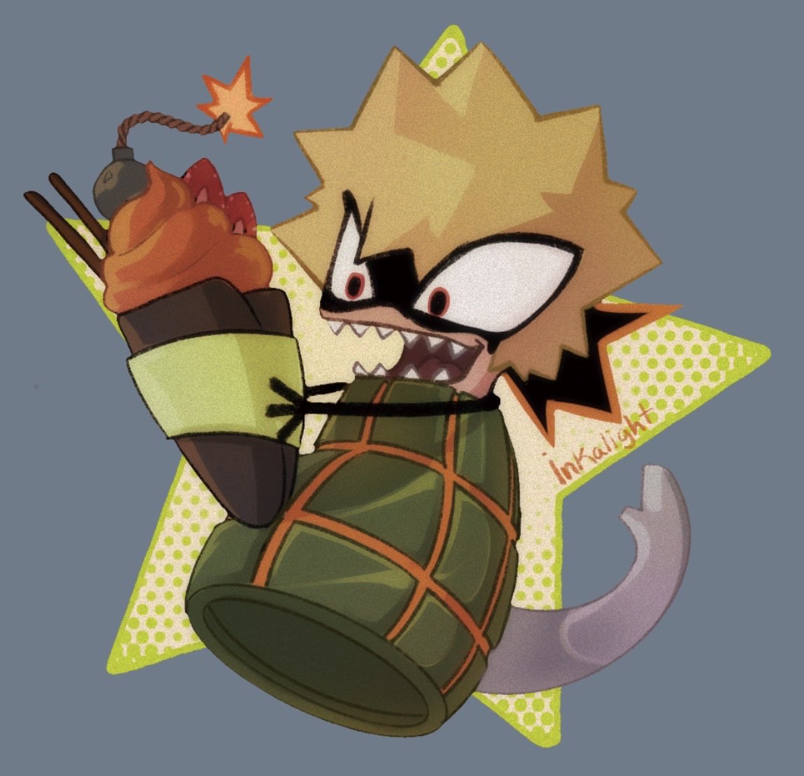 Inkalight's tweet photo. Lanyard keychain design for the lil bomb gremlin, Iโll be taking to cons, might make a few more changes but I love him sm #dynamy https://t.co/Rx8Ubn9cHS