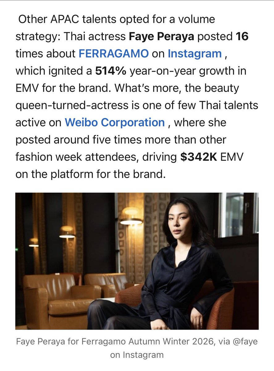 They also highlighted Faye’s impact on Weibo during MFW! 🙌

#FayeXFerragamo
#FerragamoFW26
#Ferragamo
#FayePeraya
#MilanFashionWeek
