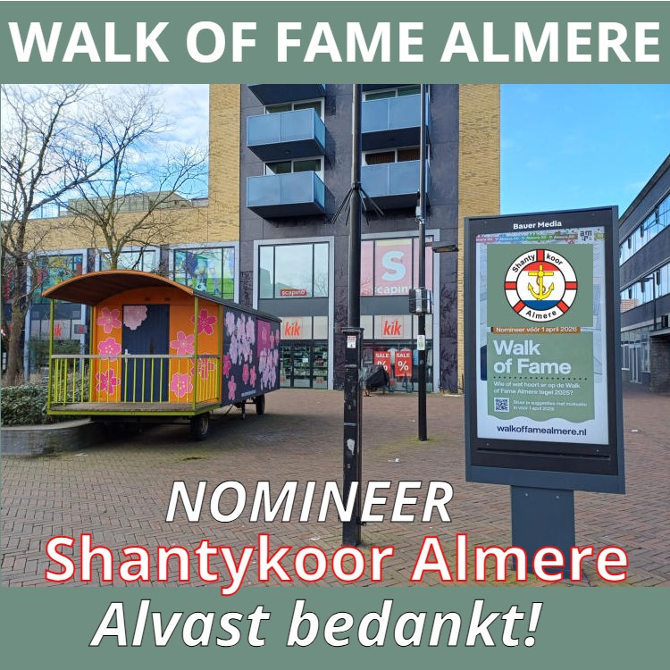 jvtcenter's tweet photo. Walk of Fame 2025, nomineer "Shantykoor Almere" ieder jaar een nieuwe TEGEL met een betekenis. https://t.co/f6FpQIXOE4 Alvast bedankt! #visitalmere , #walkoffamealmere , #cultureelerfgoed , #shantykoor , #shantykooralmere #rabobank https://t.co/3lYzken7sW