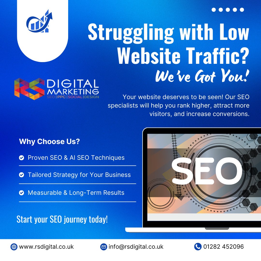 RSDigi's tweet image. 🚀 Struggling with low website traffic?

We help businesses rank higher, attract the right visitors, and convert traffic into leads with proven SEO &amp;amp; AI-driven strategies.

📞 01282 452096
🌐 rsdigital.co.uk

#SEO #DigitalMarketing #WebsiteTraffic #RSDigital