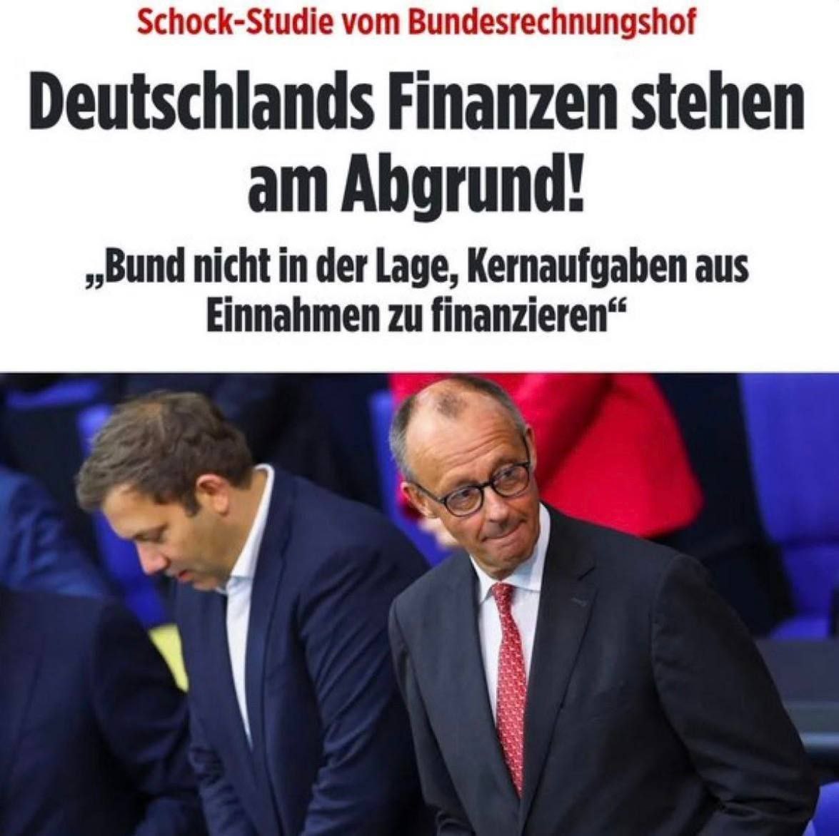 Sie bekommen pro Jahr über eine Billion (das sind eine Million mal eine Million) Steuern, eine Billion Sozialabgaben, jetzt oben drauf noch über eine Billion neue Schulden, aber es reicht nie. 
Egal, wie viel Geld du diesen Nichts-Könnern und Dieben gibst, sie werden es immer