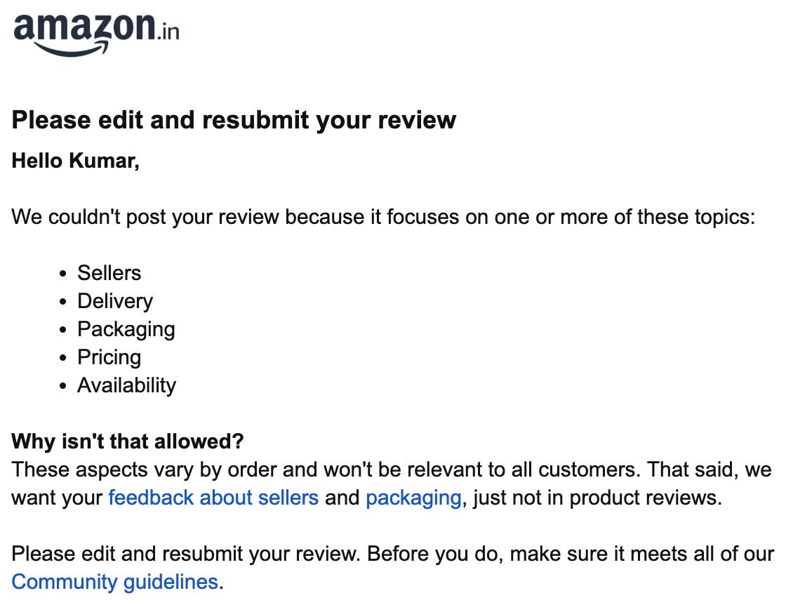 ravikumar2266's tweet photo. @jagograhakjago @amazonIN I talked to a Customer Service Executive, and my time was wasted there as well, as per her, she can't do anything in this scenario. So, I posted a review about that. You know what I’m not even allowed to do that. https://t.co/zHgICvBWqY