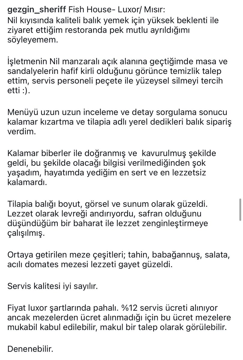 GezginSheriff's tweet image. Fish House- Luxor/ Mısır:
Nil kıyısında kaliteli balık yemek için yüksek beklenti ile ziyaret ettiğim restoranda pek mutlu ayrıldığımı söyleyemem…

#fishfood #luksor #mısır #food #Egypt