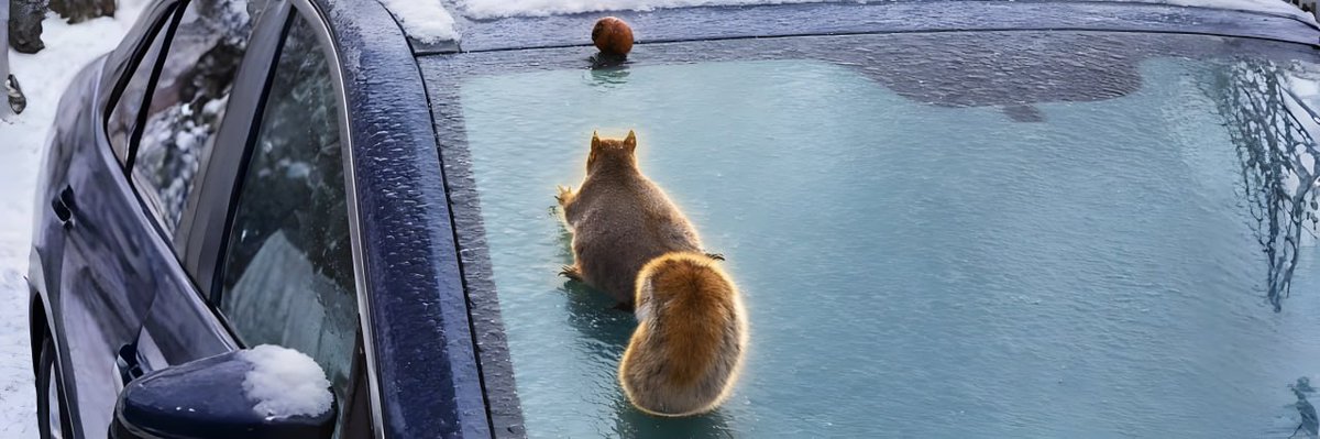 A video of a squirrel trying to climb a frozen car window trying to grab his chestnut is BLOWING UP on X

This video alone has received over 1.1 MILLION views in less than a day

x.com/NatureChapter/…

Just like Penguin, this squirrel also can have a philosophy based on it