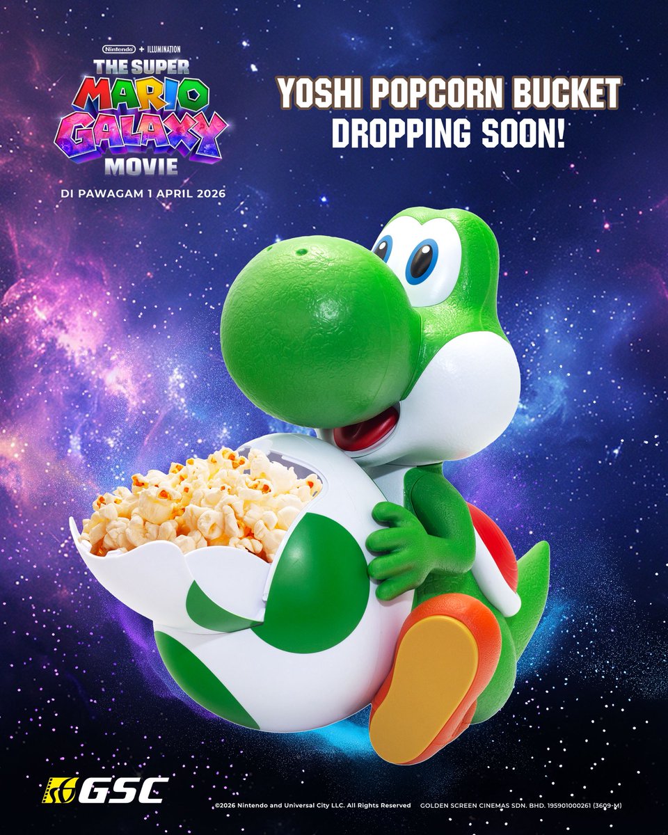 GSCinemas's tweet image. The #Yoshi popcorn bucket is dropping at GSC soon! 💚 Stay tuned! 👀

#TheSuperMarioGalaxyMovie #PopcornBucket
