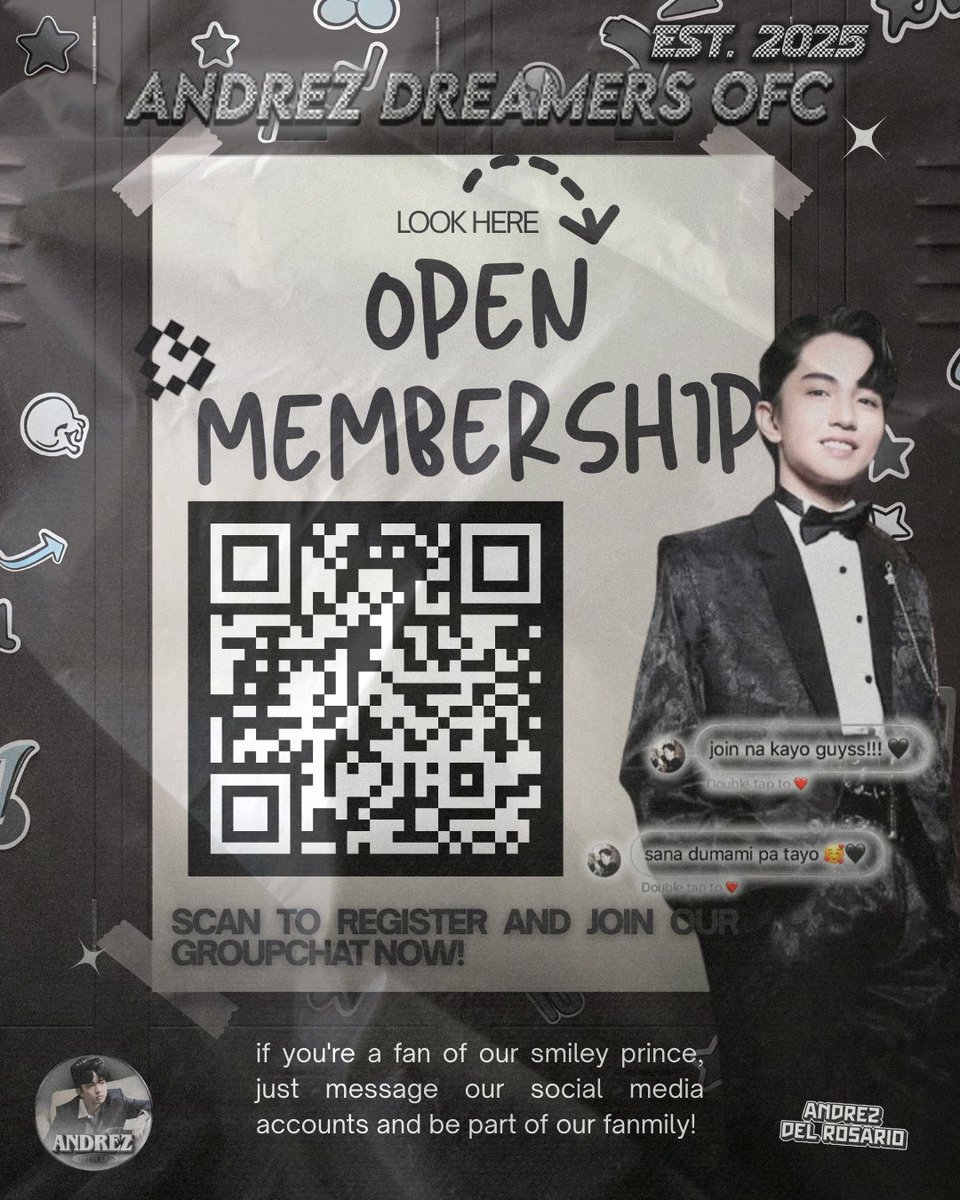 andreamerz_ofc's tweet photo. 𝘎𝘳𝘦𝘦𝘵𝘪𝘯𝘨𝘴, 𝘋𝘳𝘦𝘢𝘮𝘦𝘳𝘴.
 
Team Andrez is officially looking for fans to join our GDM &amp; We are looking for new admins to join our growing family. 

If you’re creative, passionate, responsible, and love supporting Andrez, we’d love to have you in our team. ✨ https://t.co/xqcft15EiX